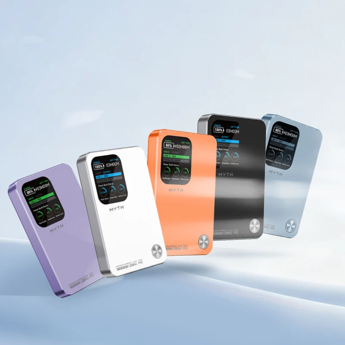 Myth MY25 3合1 PD20W QI2移動電源10000mAh 磁吸15 | 1.8寸特大TFT顯示屏