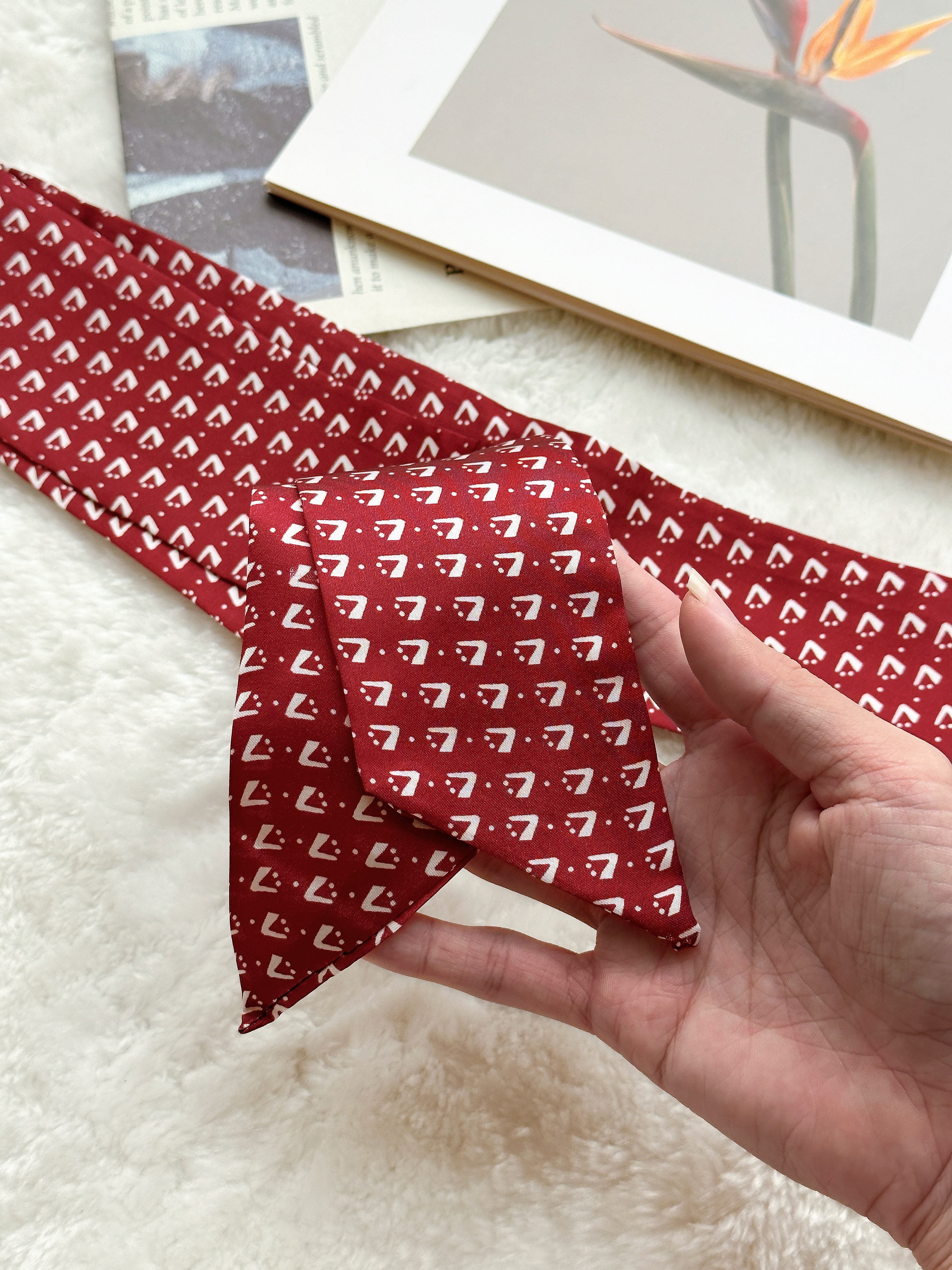 Vintage Red Silk Scarf