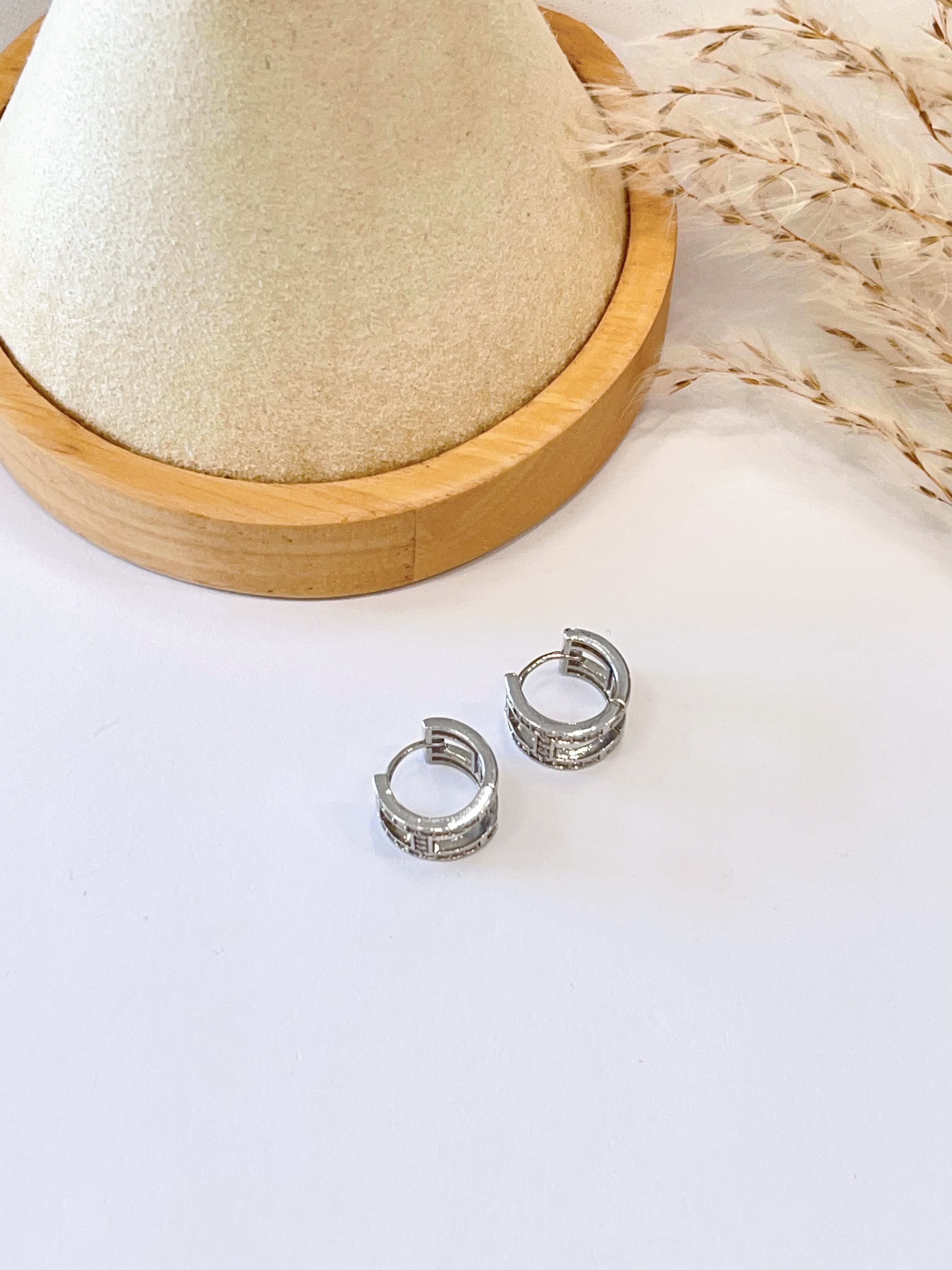 高级双排锆石闪钻耳扣耳环