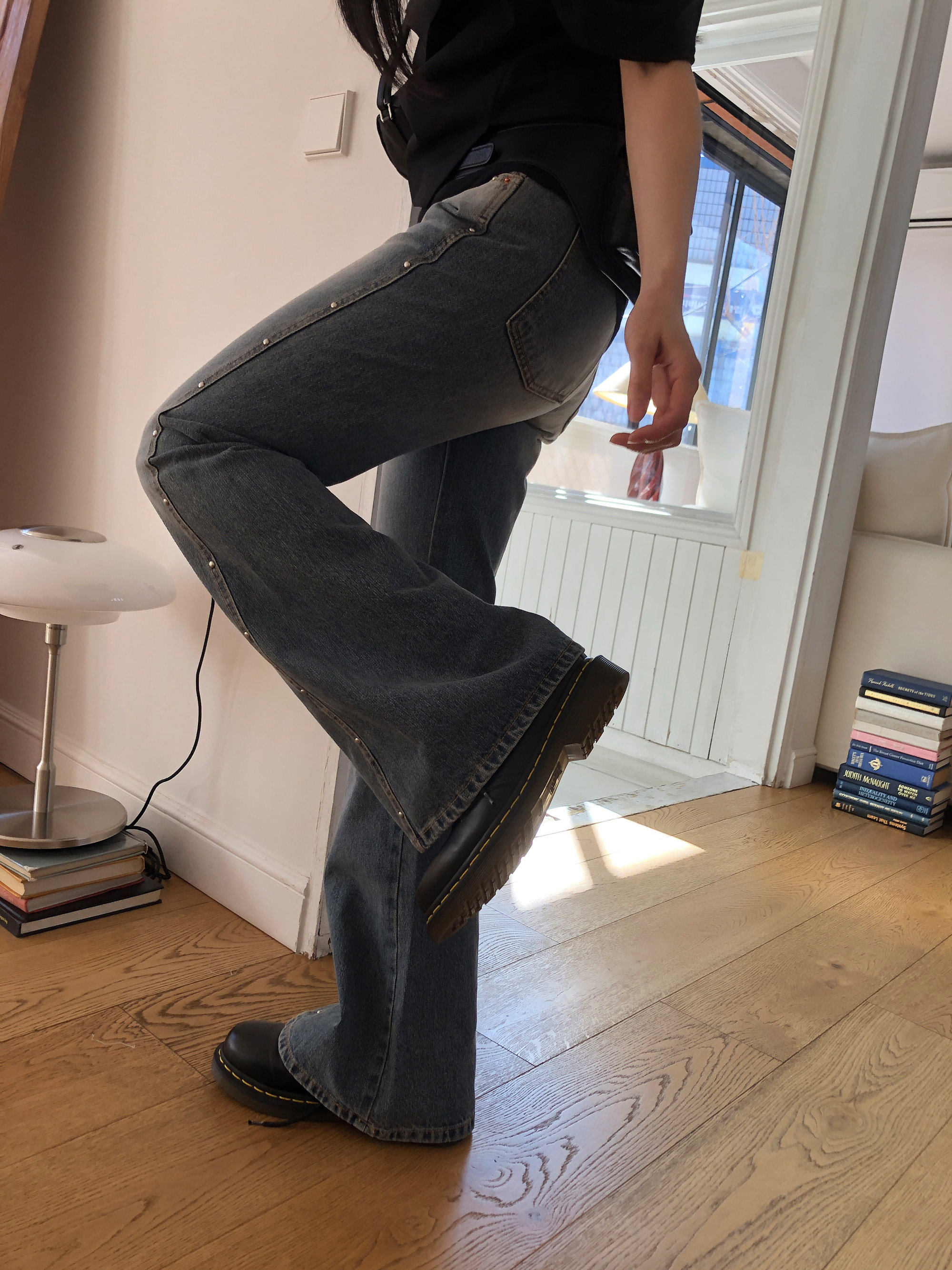 Studded Flare Denim Jeans