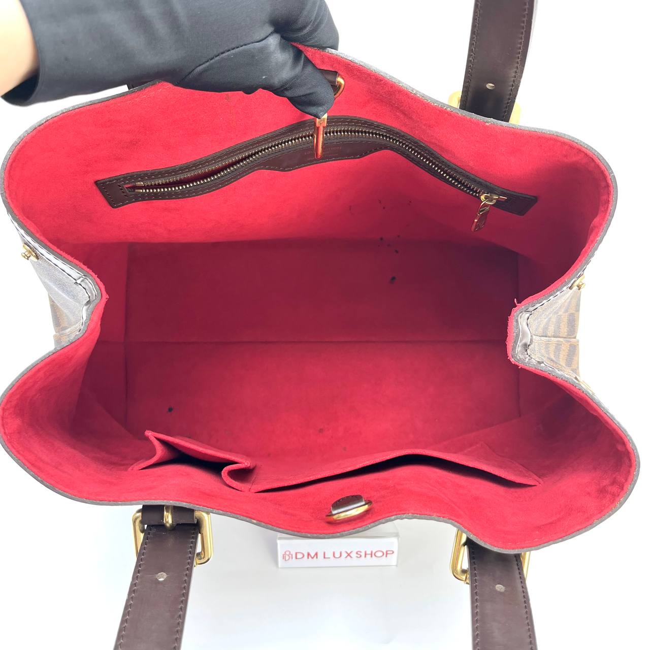 LV Damier Ebene Hampstead MM Tote Bag GHW