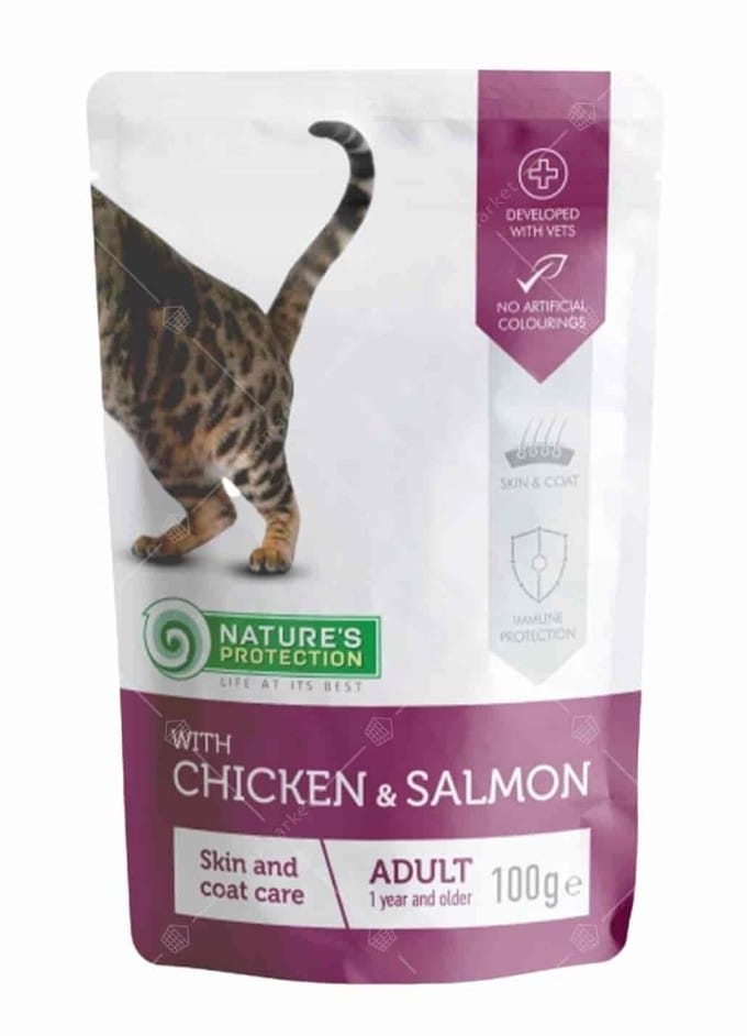 Nature's Protection 成貓雞肉三文魚味護膚護毛糧 100g x 22包