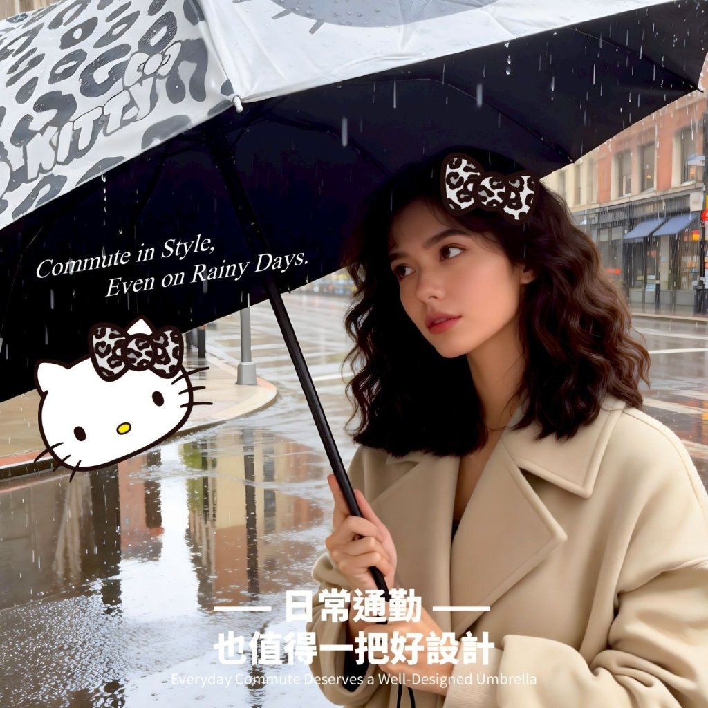 🟡台灣直送 Hello Kitty 27吋巨無霸折疊手開傘 (豹紋款)🟡