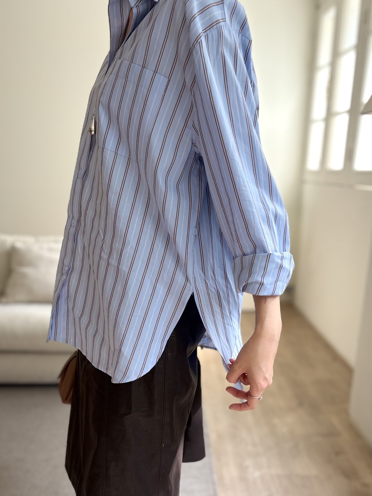 Striped Oversize Shirt (Blue)