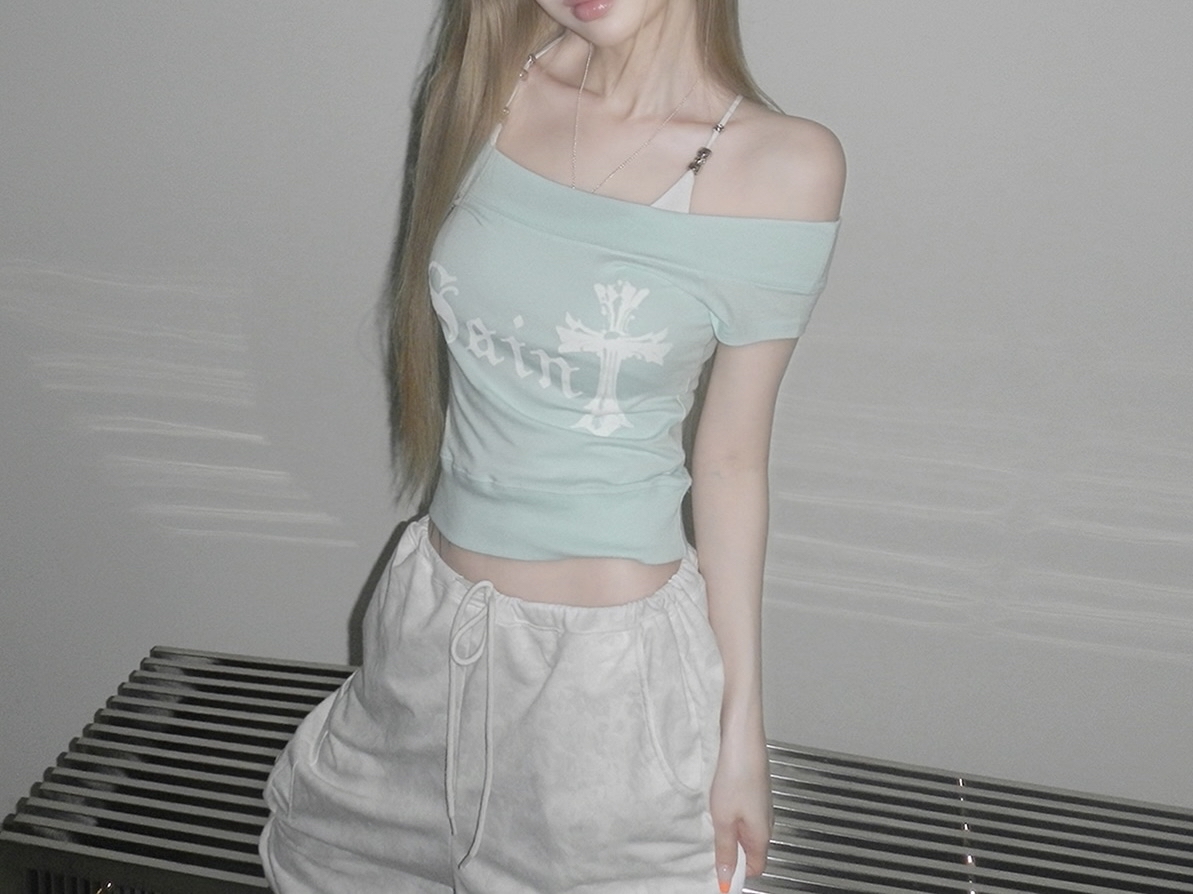 Gothic Graphic Boat Neck Short Sleeve Top
