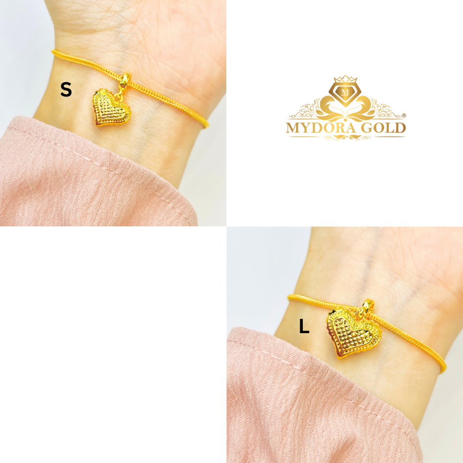 MYDORA Charm Bead Love Anyaman Full Gold (5G) l EMAS 916/22K