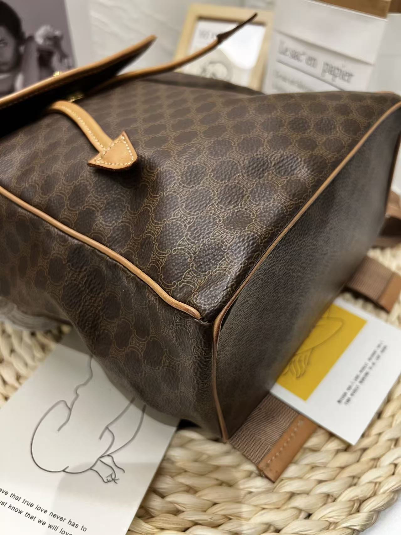 Celine Vintage Macadam Canvas Drawstring Backpack