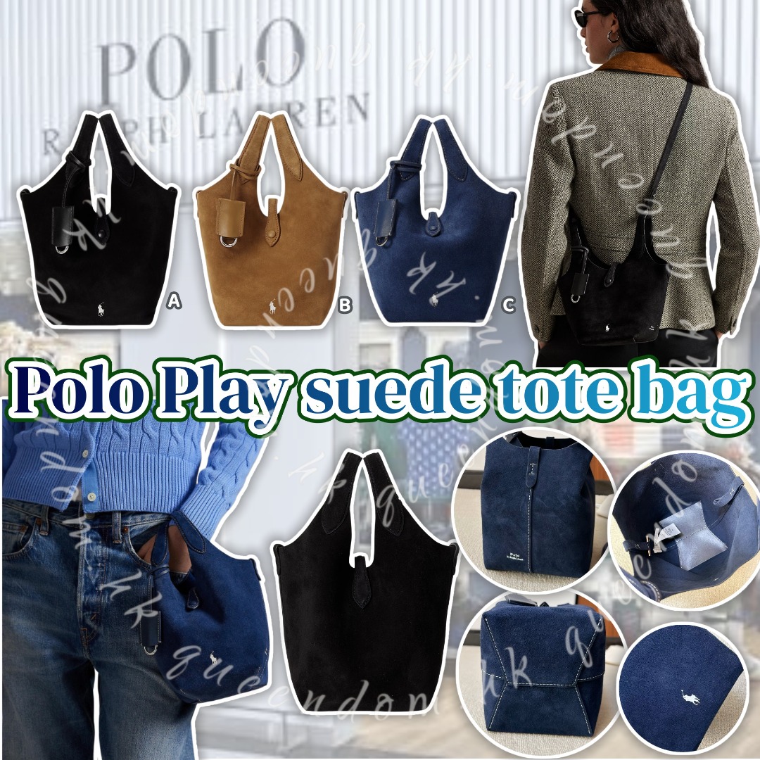Polo Ralph Lauren small Polo Play suede tote bag 麂皮手提袋