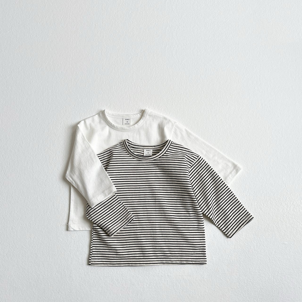 🌸預訂 韓國直送🌸🇰🇷VIVIDI四色日常寬鬆純色條紋長袖上衣套裝