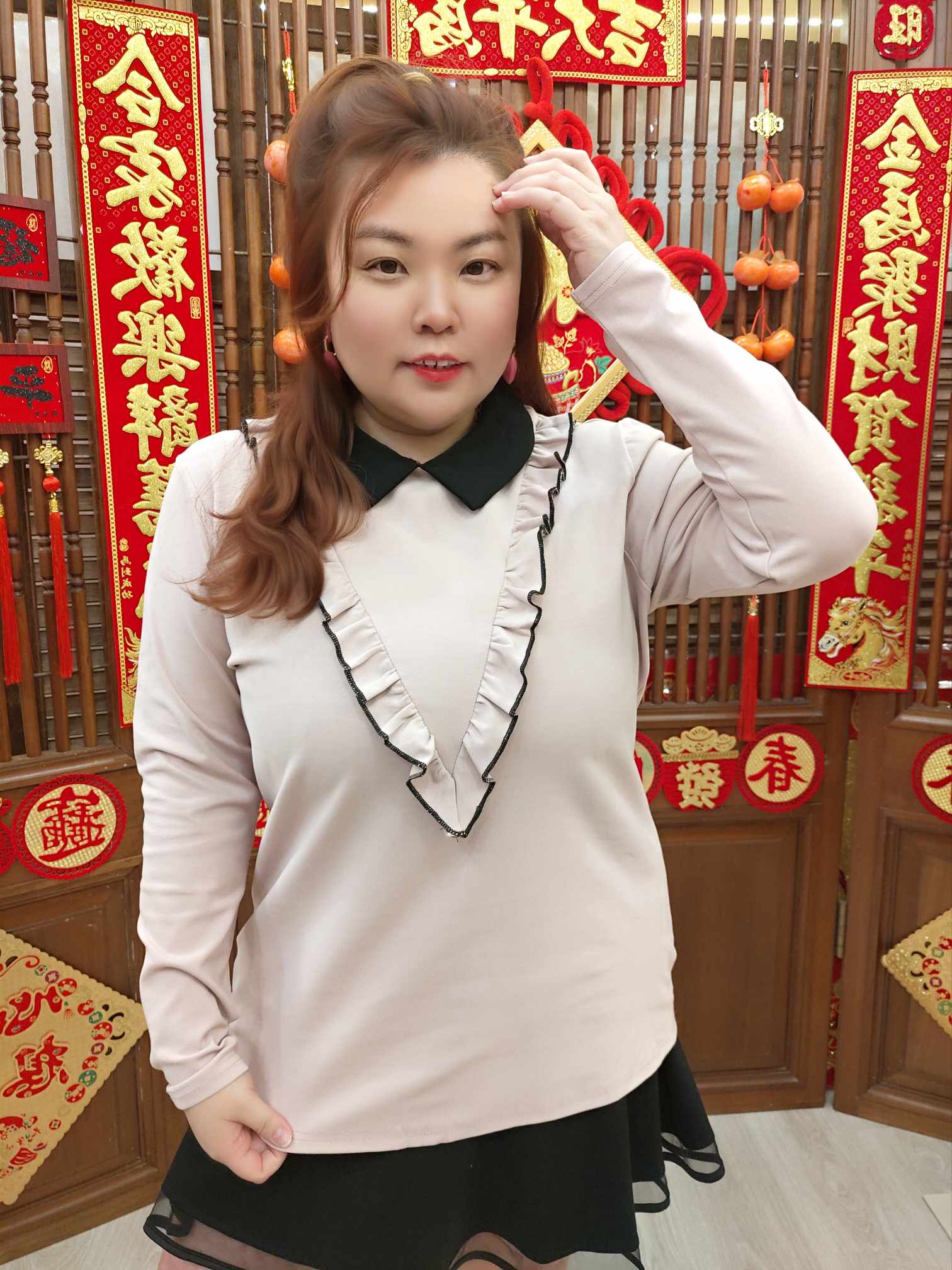 NFE09 TW#6113 长袖娃娃领上衣