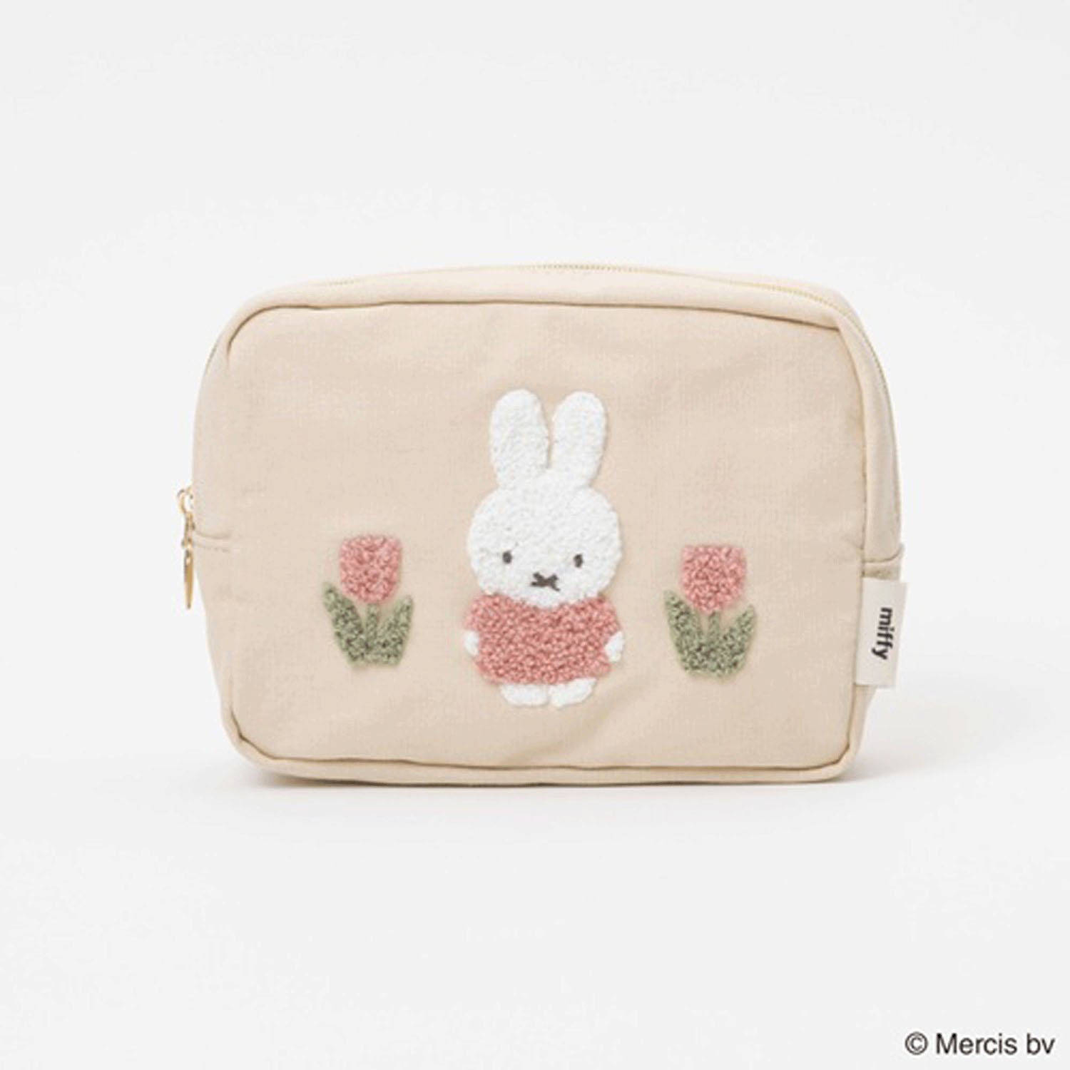 Miffy - 刺繡長形小物包 (杏色花朵款)