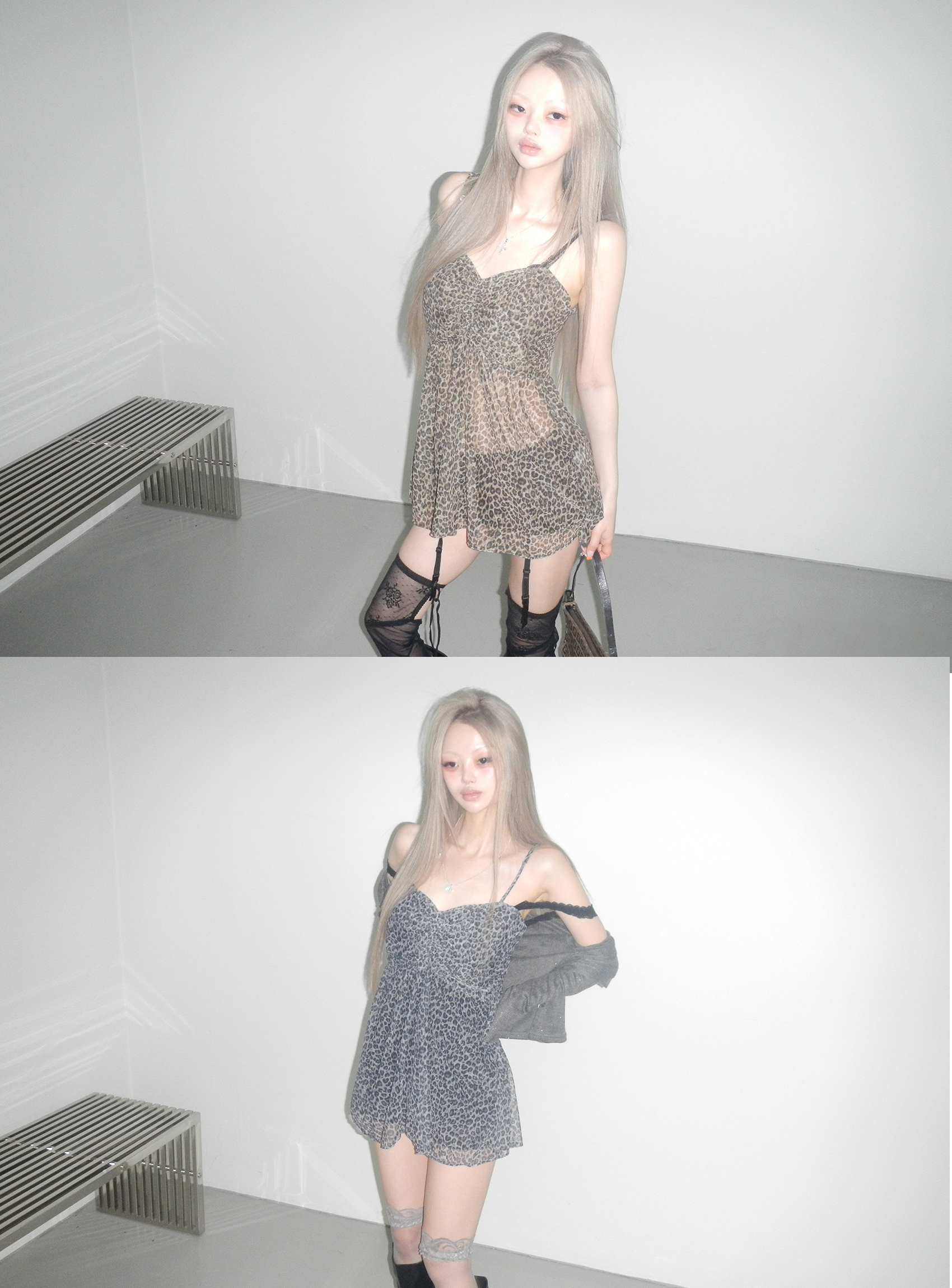 Leopard Mesh Cami Dress