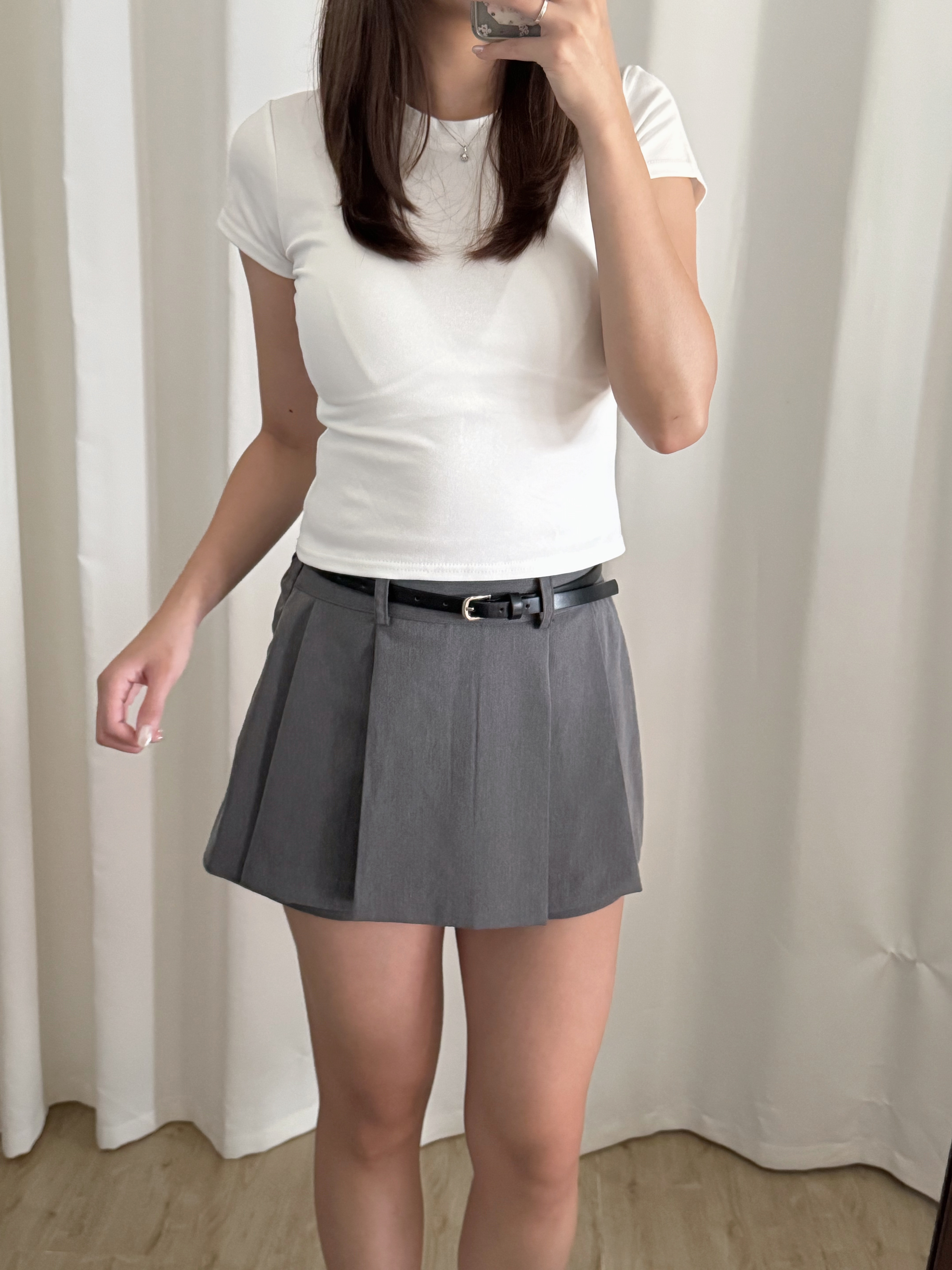 半橡筋百褶短裙褲(四色入)