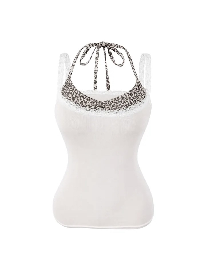 Leopard Patchwork Halter Cami Top