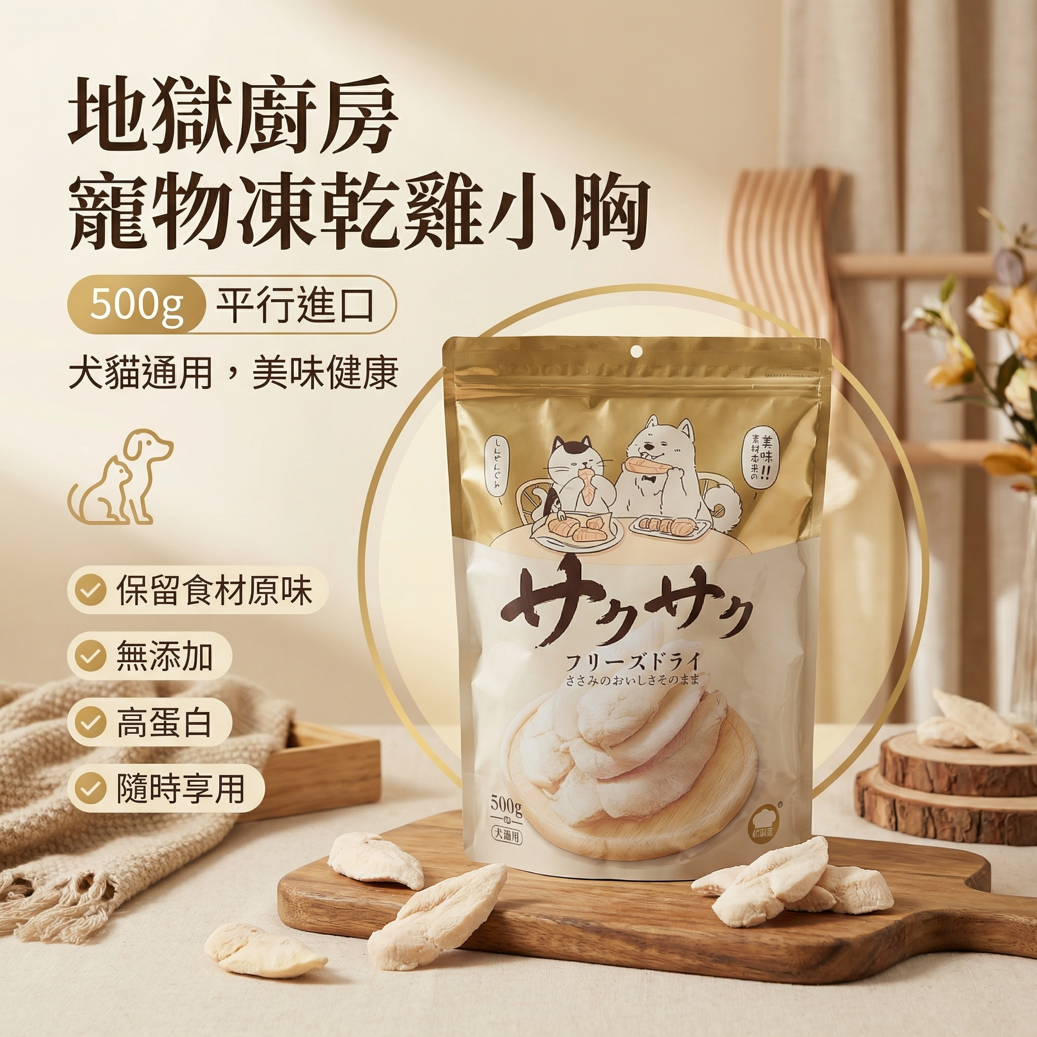 地獄廚房 寵物雞小胸 冷凍乾燥零食 500g 平行進口 (11830)