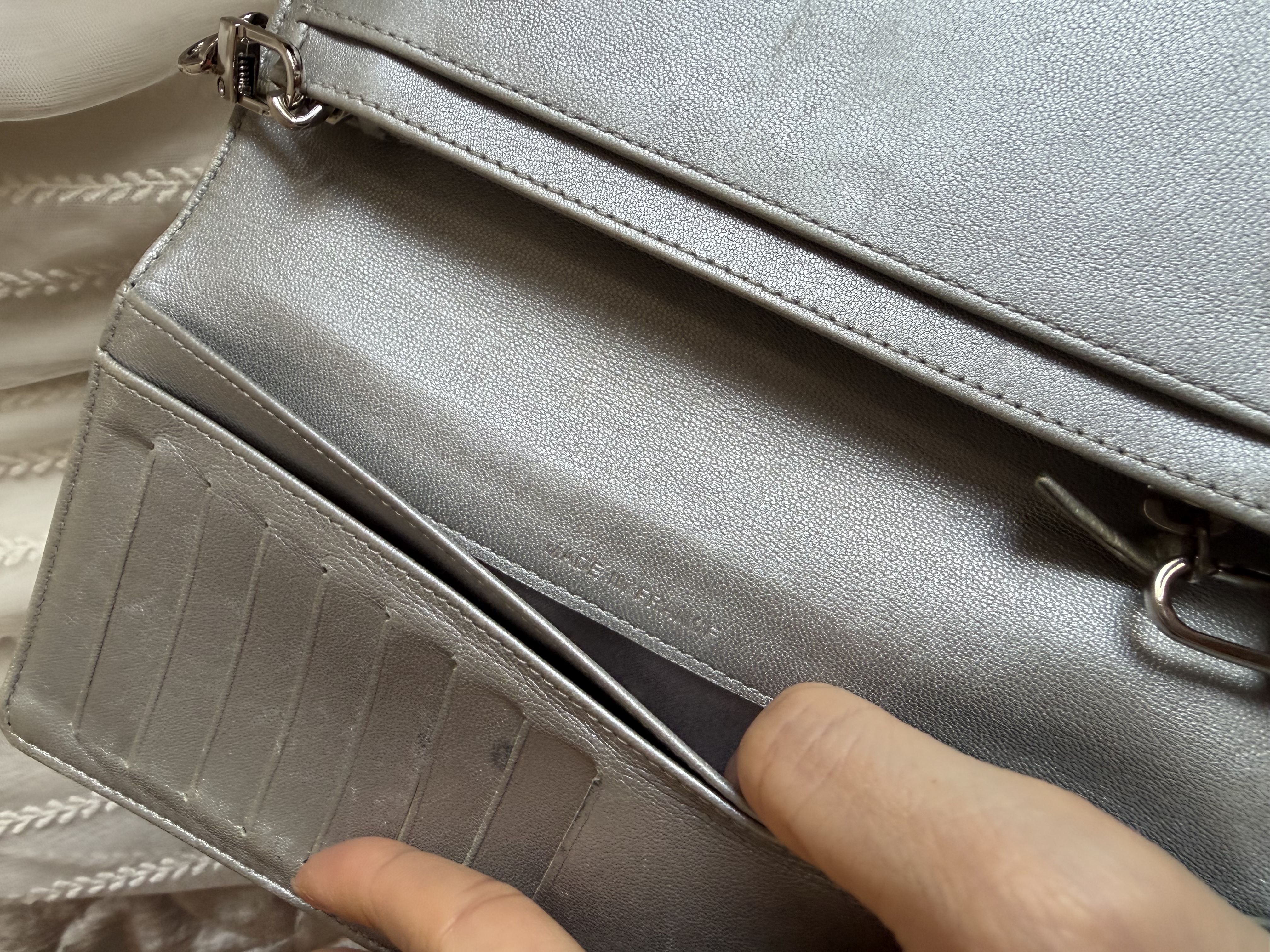 Chanel black leather camellia wallet