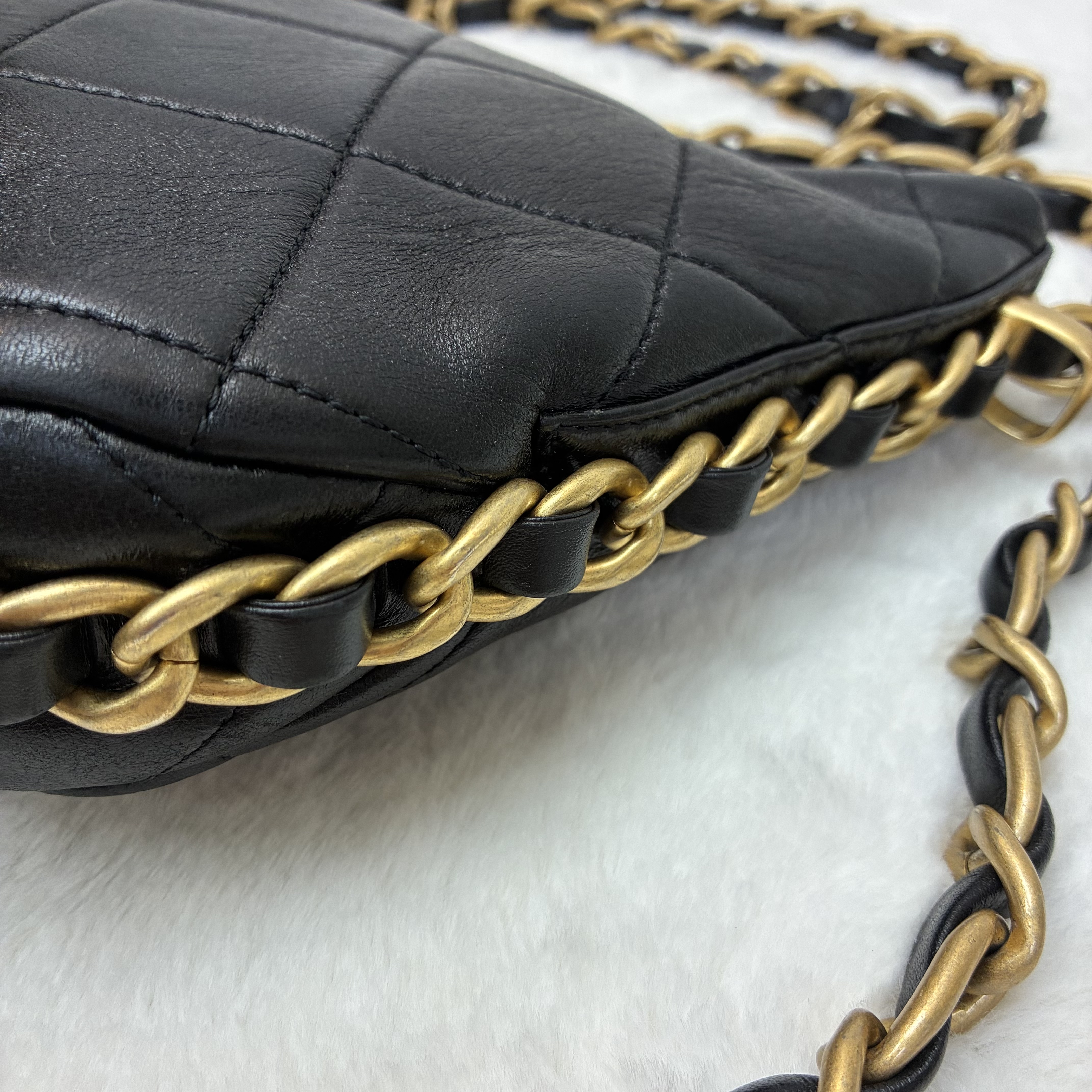 Chanel 23K 皮穿拉鍊單肩包 可調節