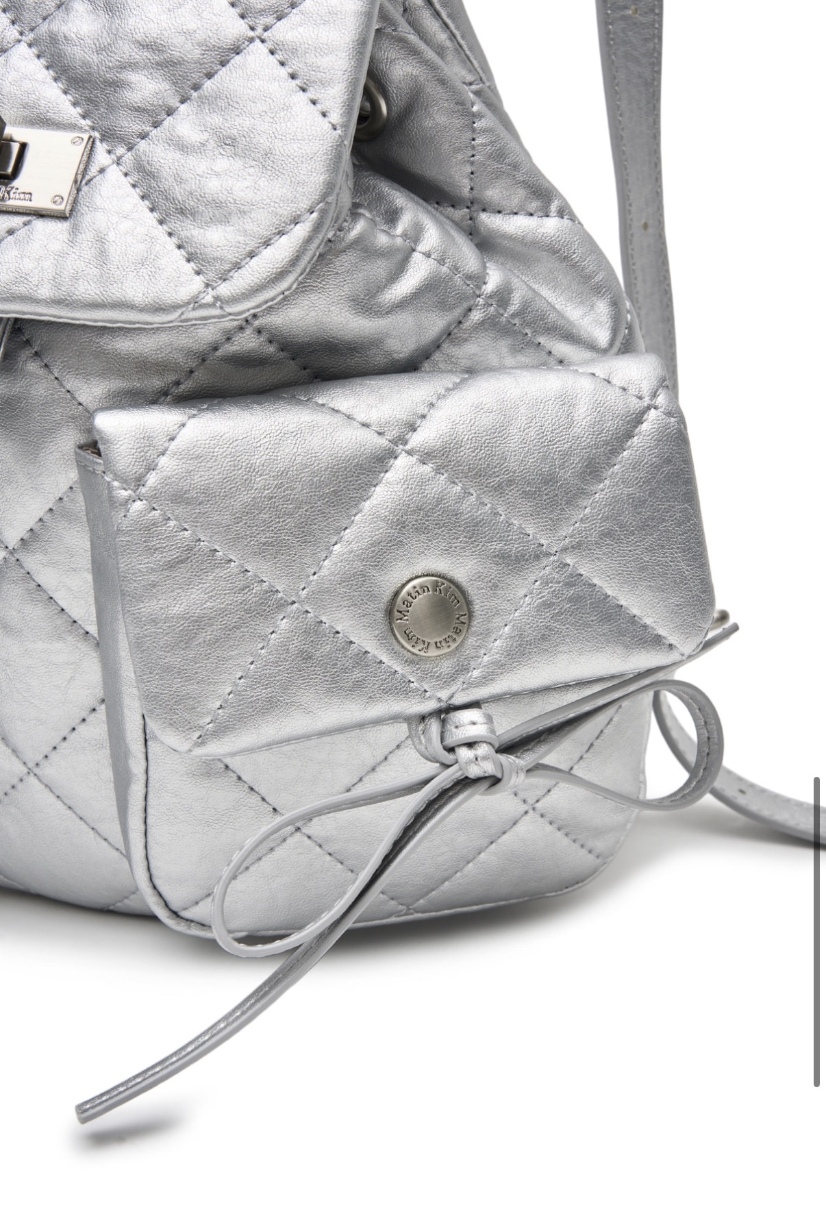 MATIN KIM 特價場 DOUBLE POCKET QUILTING MINI BACKPACK IN SILVER