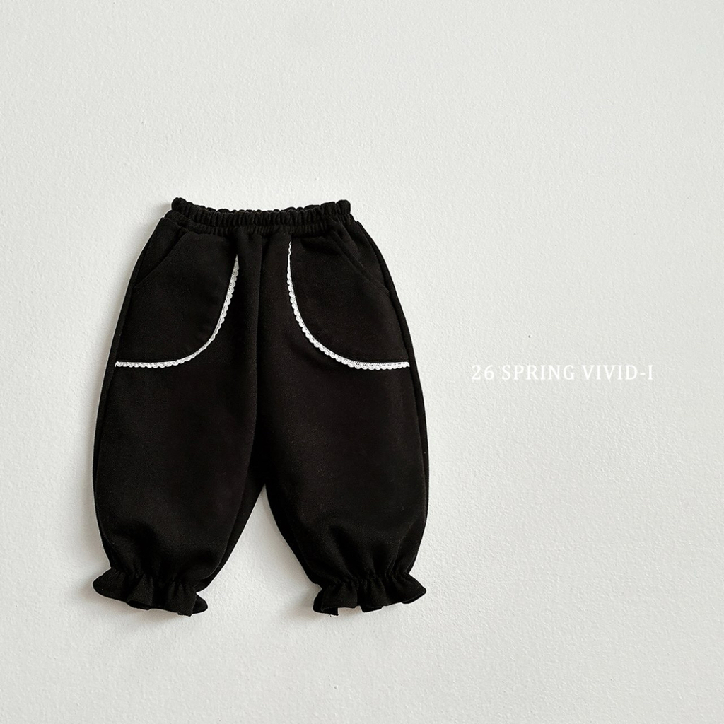 🌸預訂 韓國直送🌸🇰🇷VIVIDI兩色蕾絲寬鬆荷葉邊束腳運動褲