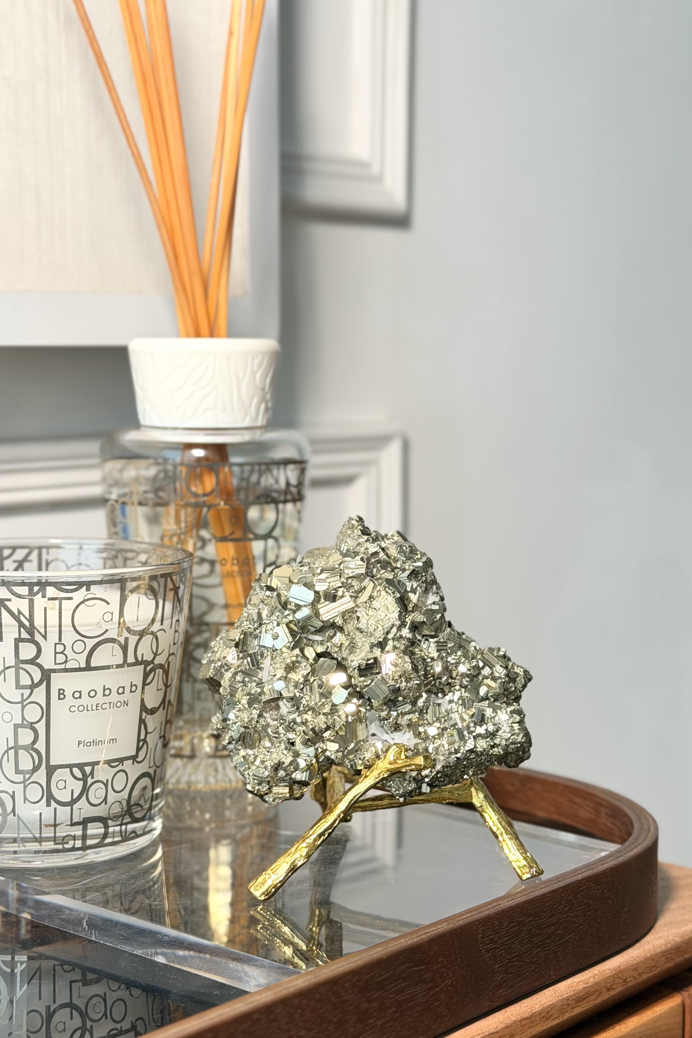  ༒9.7cm 黃鐵礦多面體共生方解石花原礦擺件༒ PY.A23CA6Gmat-RB5*11A6