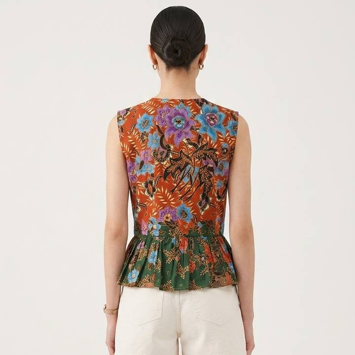 T2768 - Mekar Delima Peplum Batik Top 