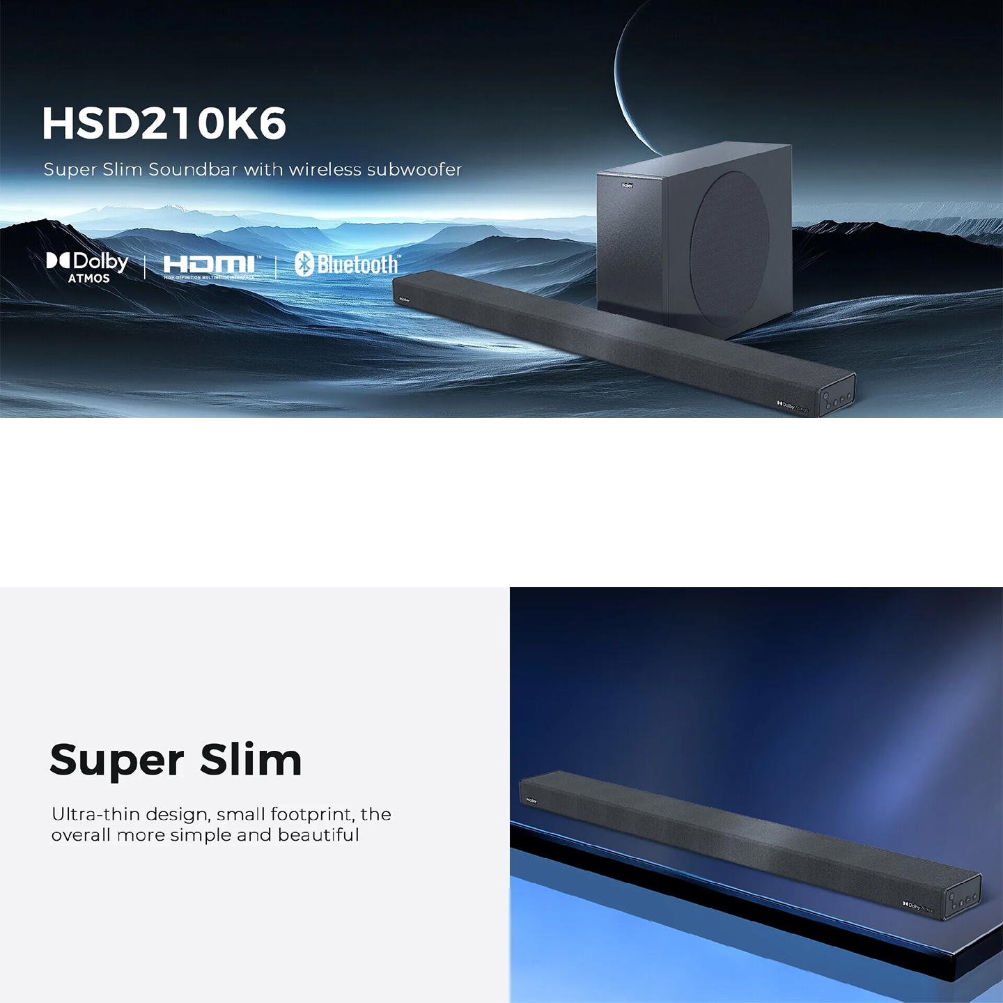 Haier 2.1ch Soundbar with Built-in Subwoofer (HSD210K6)