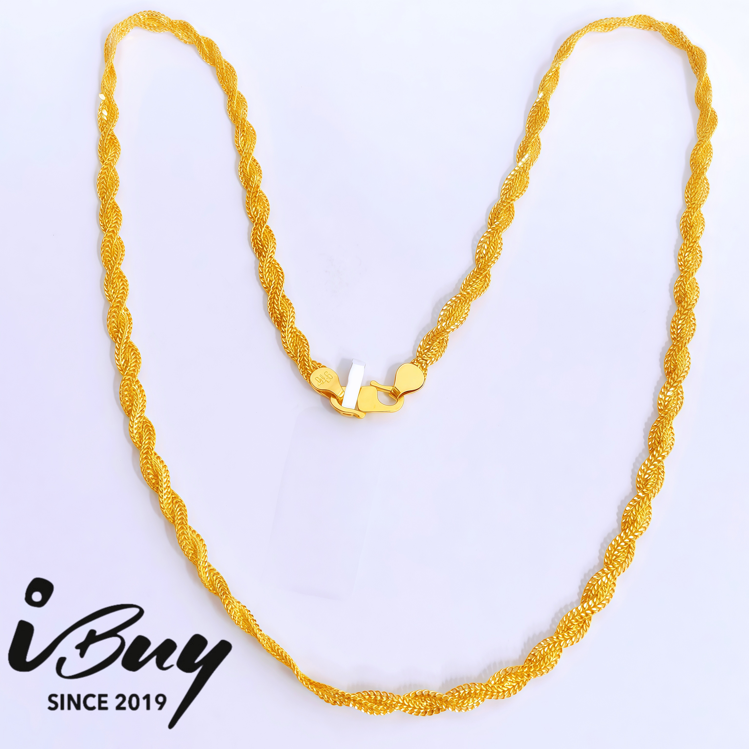 916 GOLD BRAIDED NECKLACE 44CM 916 金 编织凤尾胶丝项链 44CM