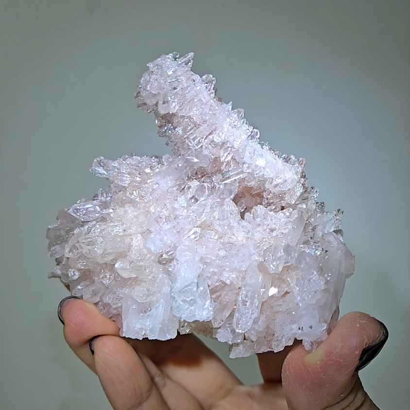Pink Lemurian quartz with double terminations, rainbows - LQ178