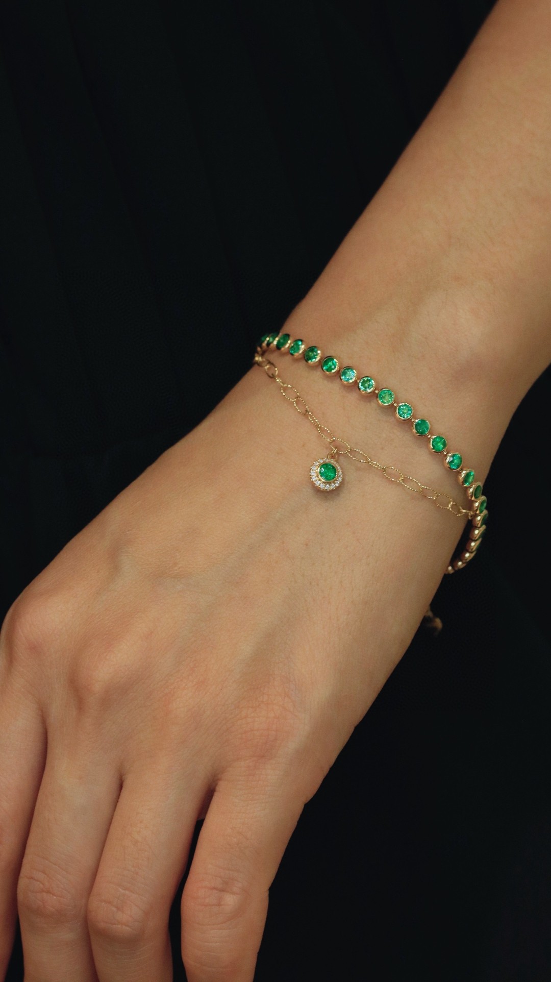 18K Emerald Diamond Bracelet 