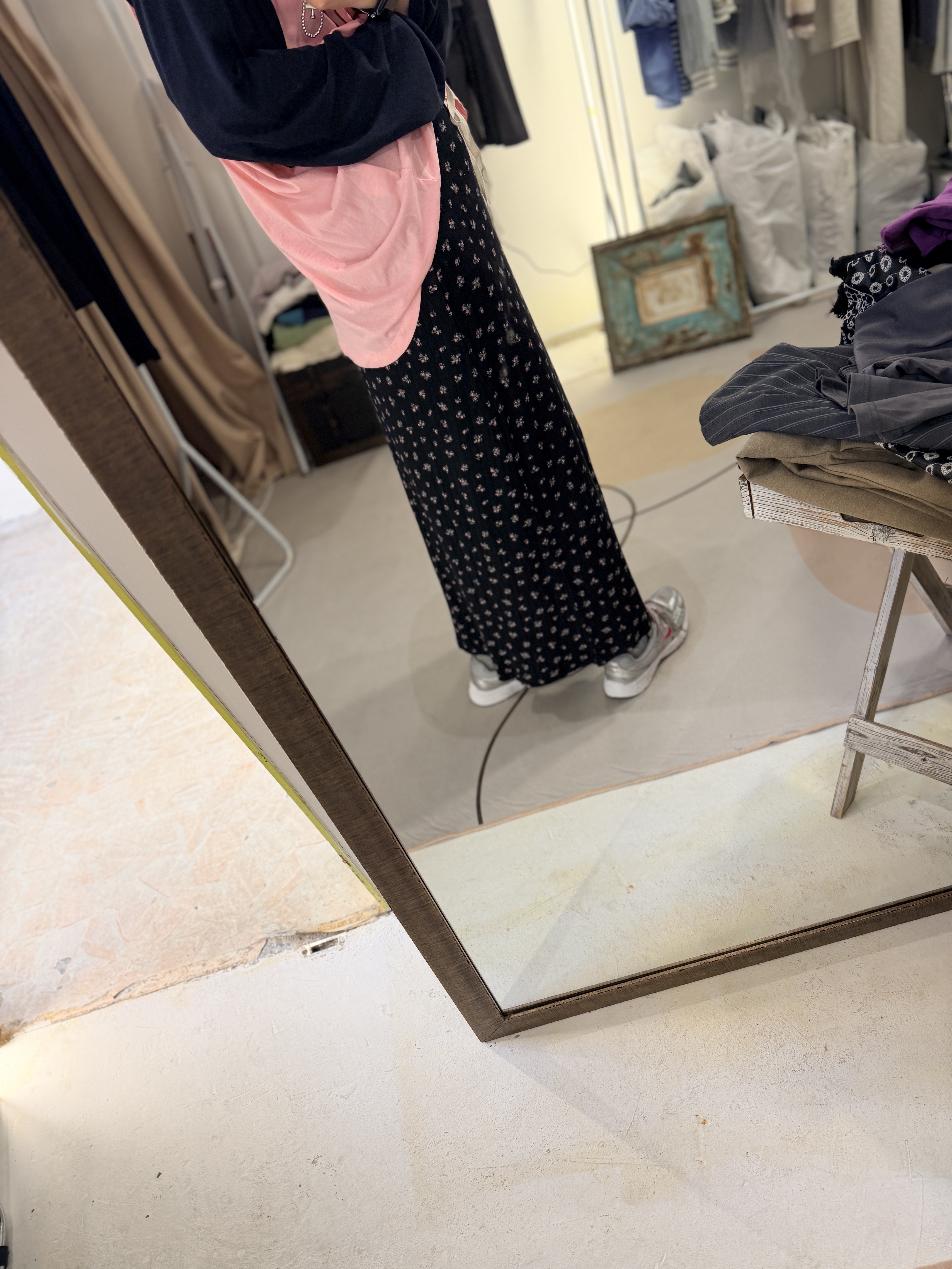 Flower printed cotton skirt