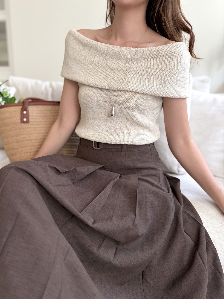 Linen Off Shoulder Top (Oat)