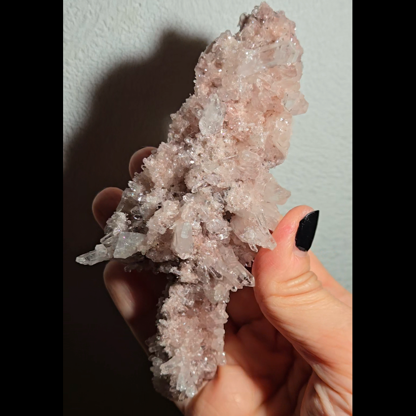Extra pink pink Lemurian cluster with crystals on both sides - LQ194