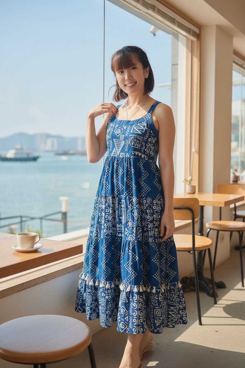 1966 Half Halter Blue 4 Layer Soso Sleeveles OP 45"