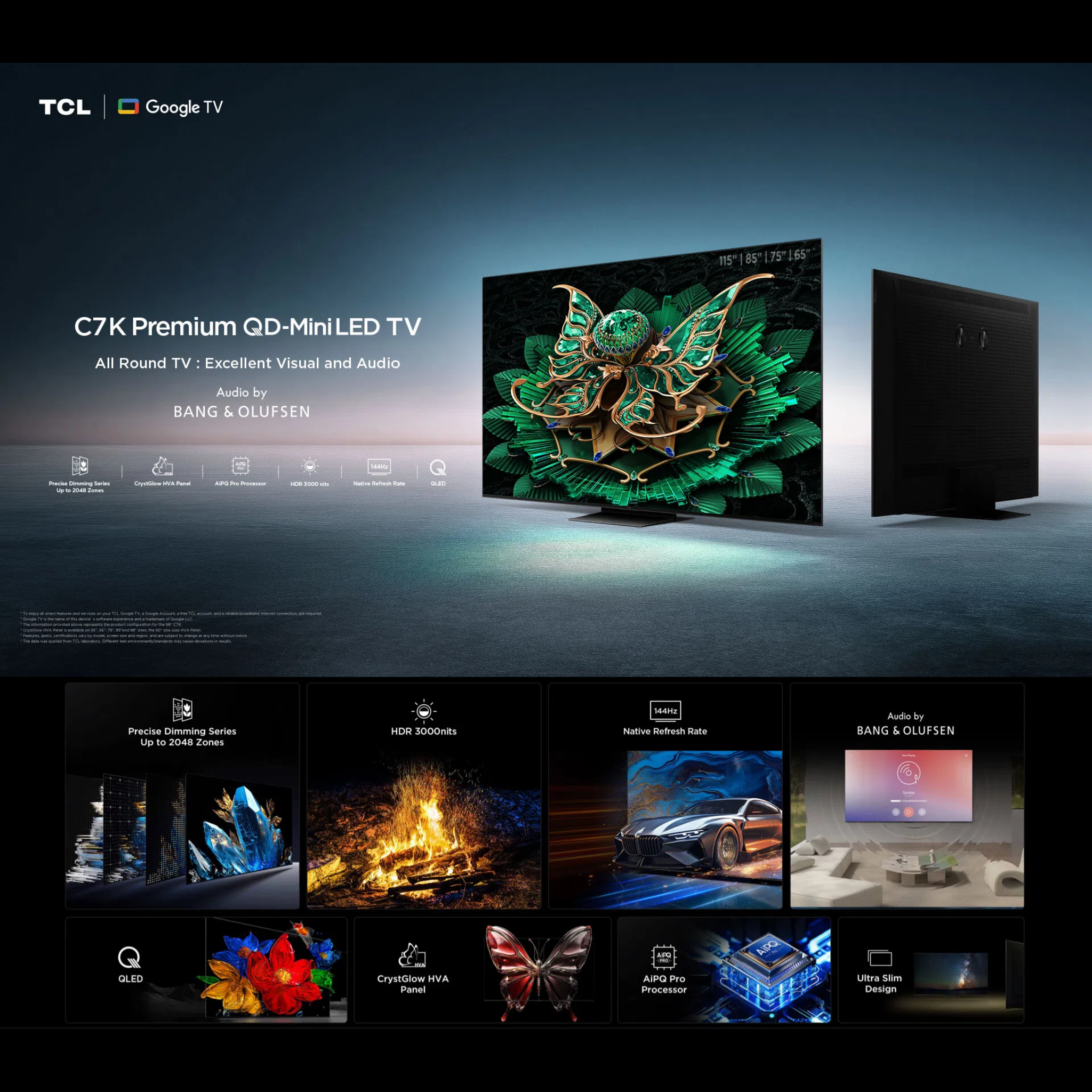 TCL 75" C7K Series Premium QD-Mini LED 4K Google TV (75C7K)