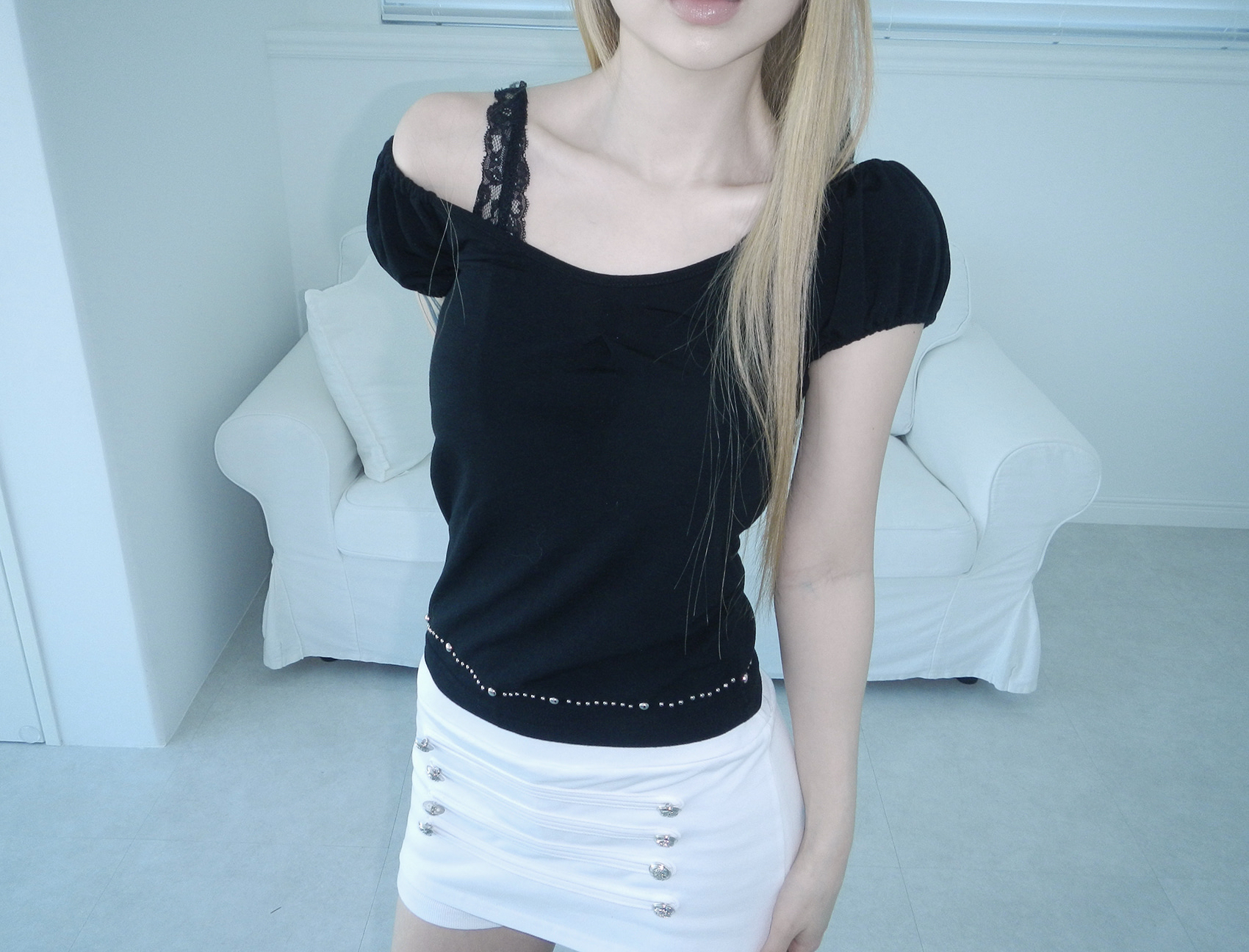 Studded Ruched Cap Sleeve Top