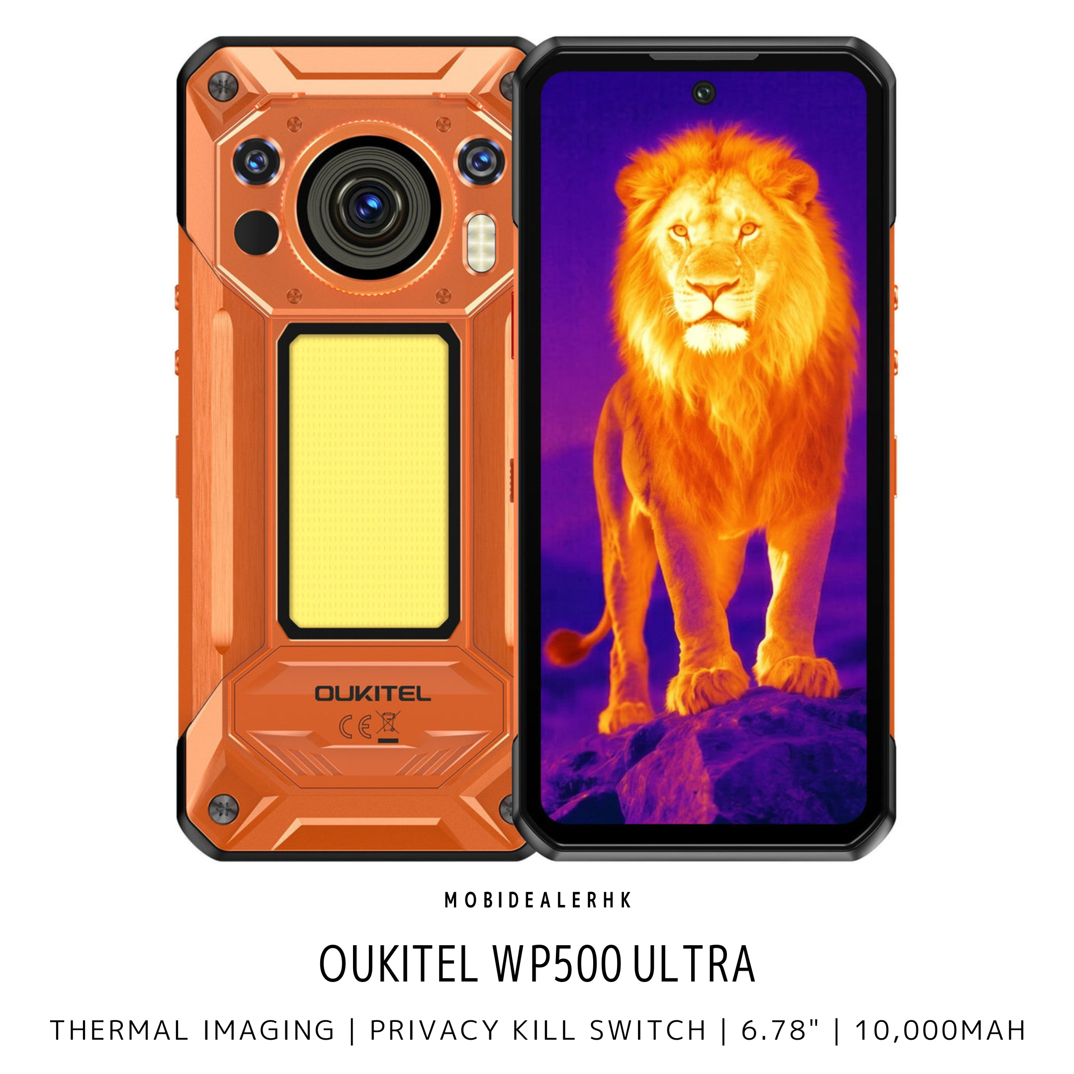 Oukitel WP500 Ultra | 歐奇 WP500 Ultra | 5G | 三防手機 | Privacy Kill Switch | 熱感 | 夜視鏡 | 10,000mAh | 反向充電
