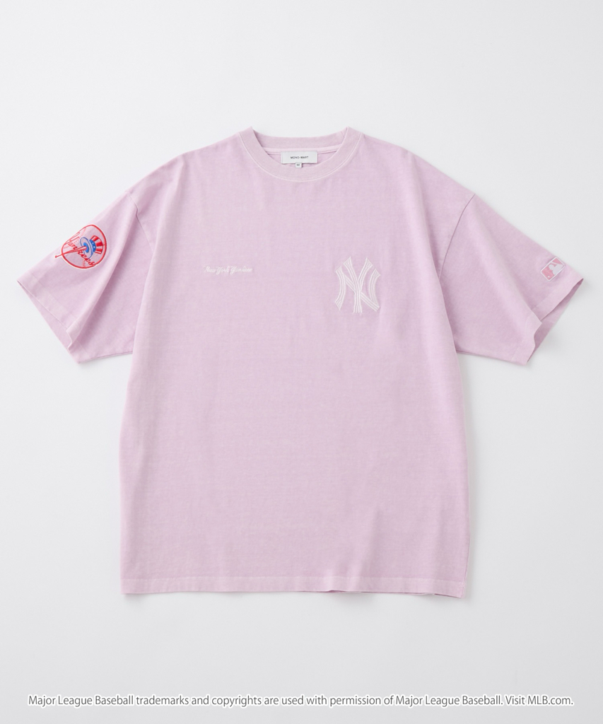 日本直送MLB刺繡T恤  MLB/美國職棒大聯盟 定製 徽章刺繡 復古加工短袖T恤男女可穿