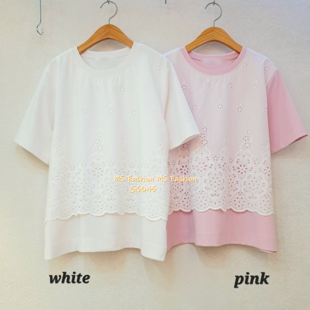 G6045 韓國🇰🇷通花拼布top