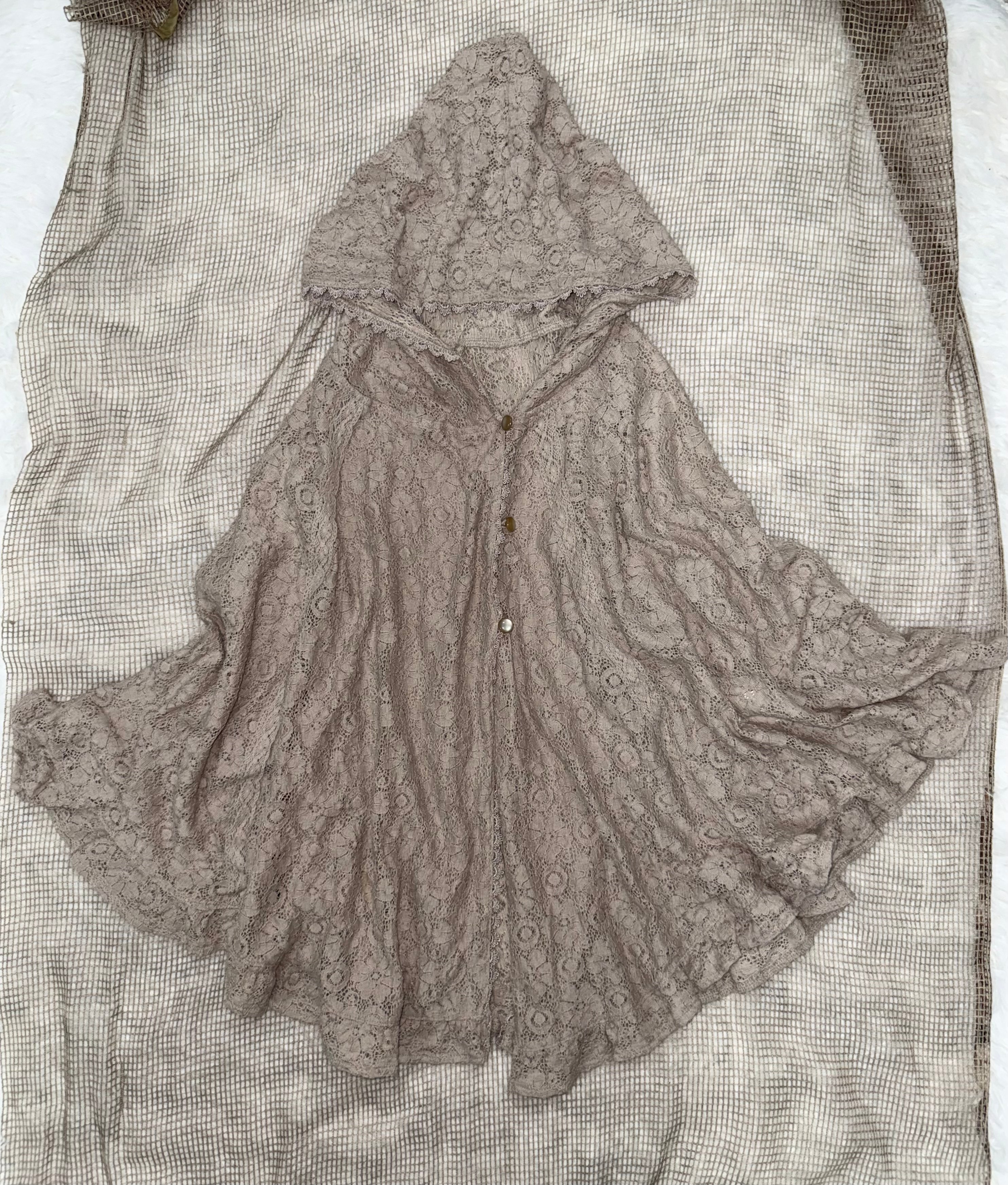Lotus root pink Lace with Open Collar Coat