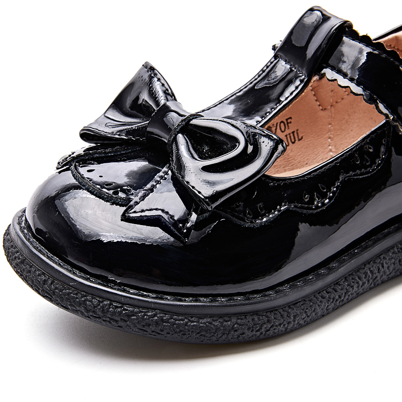 BeeHealthKids  女童真皮亮皮學生鞋  經典魔術貼 2433