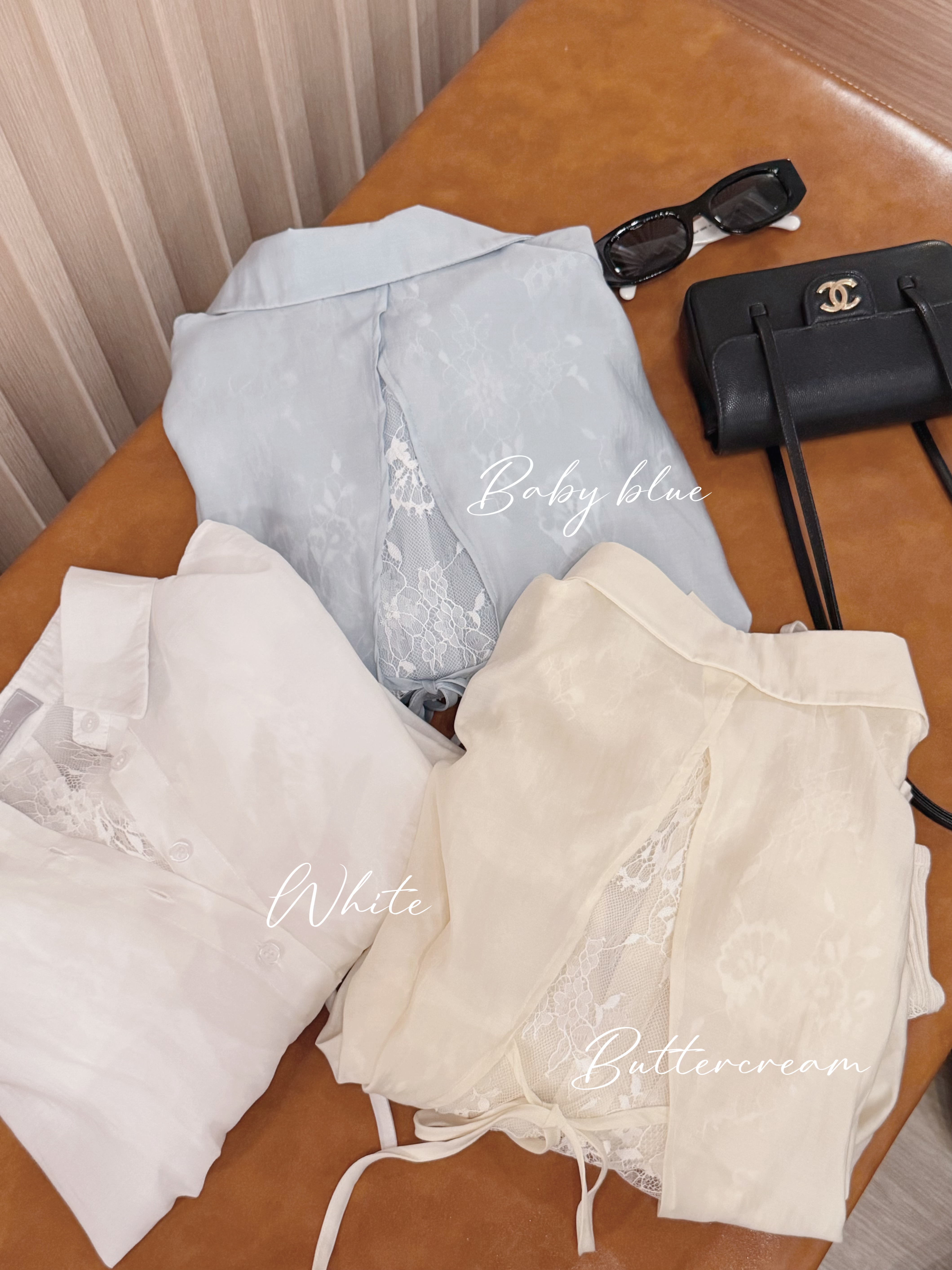 Layering絕美蕾絲襯衫twinset (連冰絲小背心） *Special price*