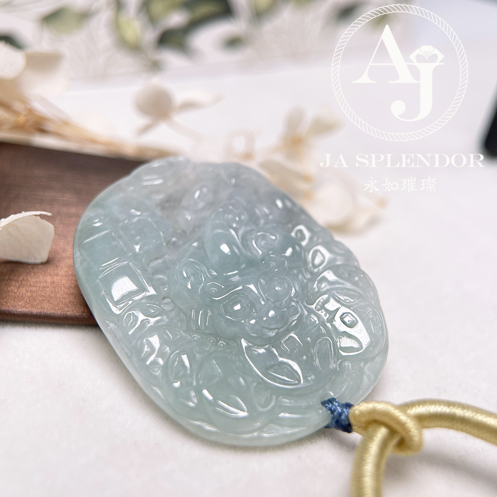 JN-1544 天然翡翠A玉 冰糯晴綠招財鎮宅貔貅挂件