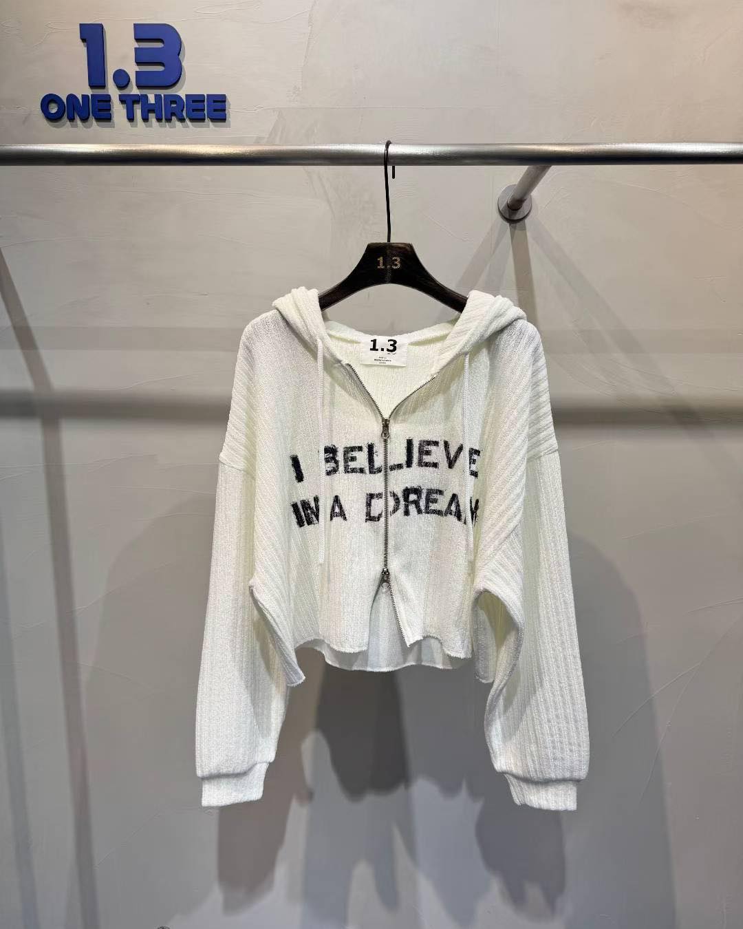 雙拉鏈印字直紋外套