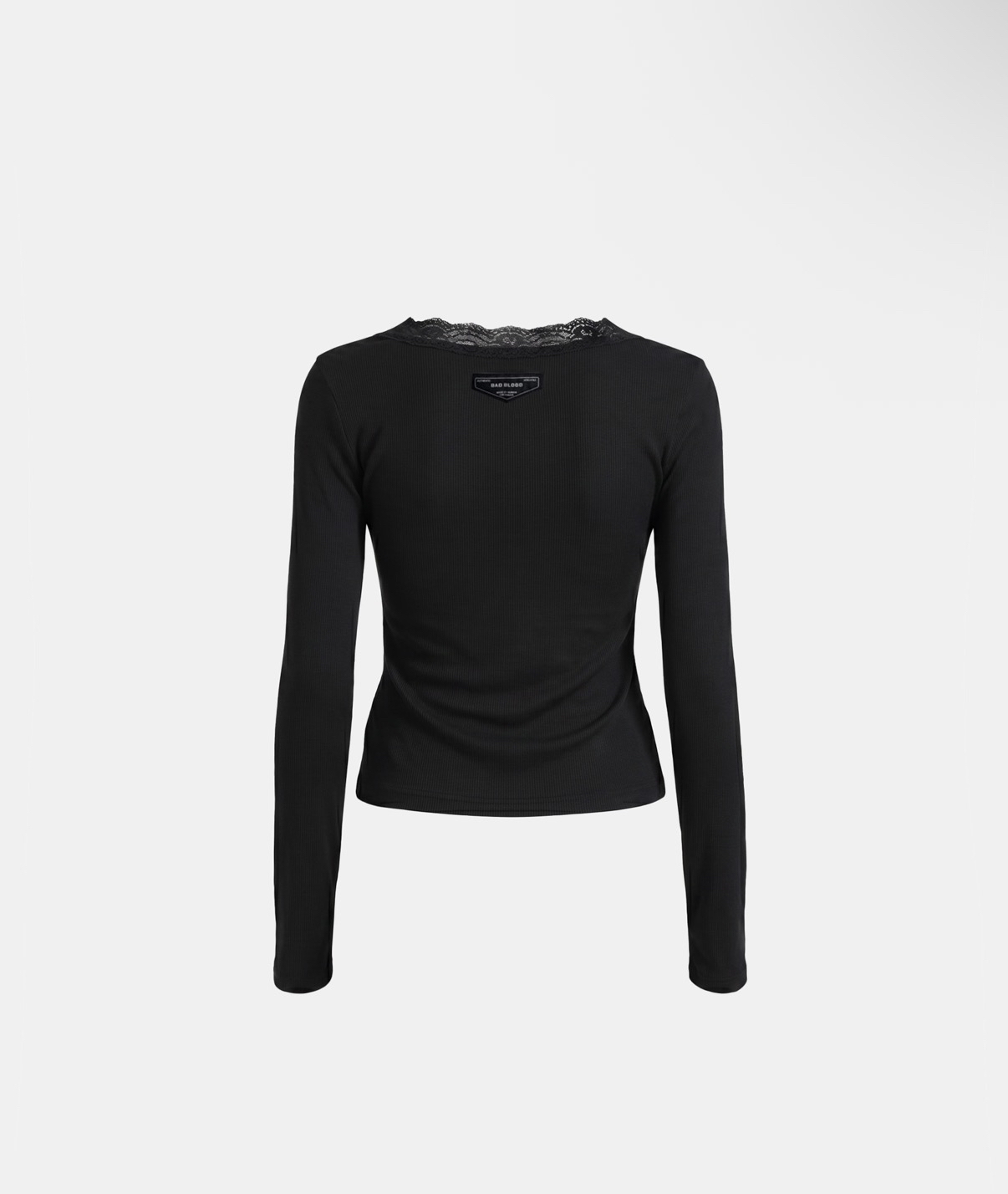 BADBLOOD新款[w-tee26-167] DO YOU WANT IT Lace Henley Long Sleeve - Black