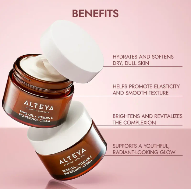 ALTEYA Organic Rose Oil + Vitamin C Bio Retinol Cream 有機玫瑰彩虹藻抗老去黃面霜 50ml