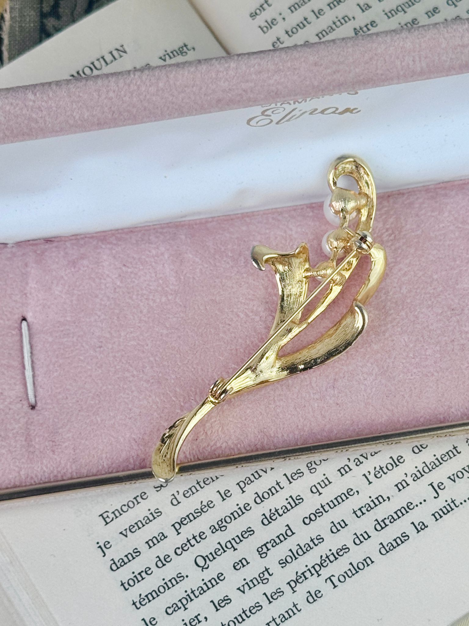 Vintage Golden Lily Morning Dew Pearl Brooch (MT2589-4)