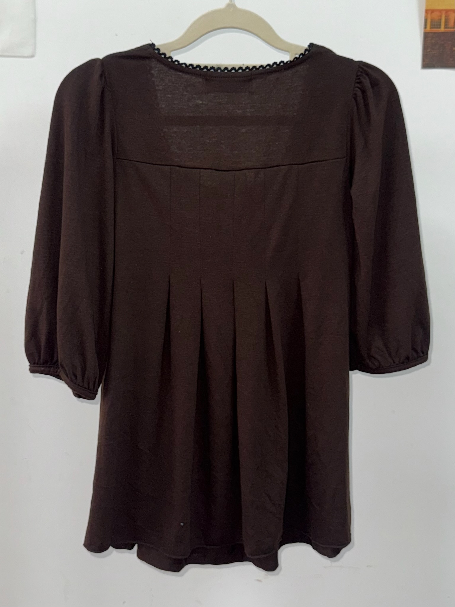 CECIL McBEE Brown Large Satin Bow Babydoll Top