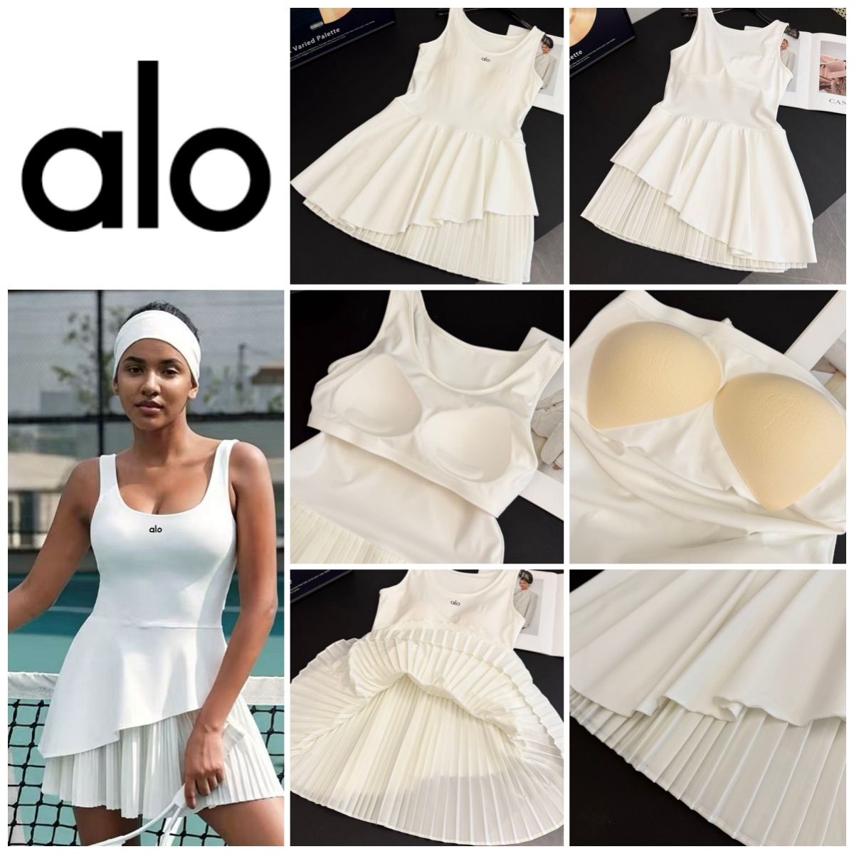 Alo 不規則百褶運動連身裙