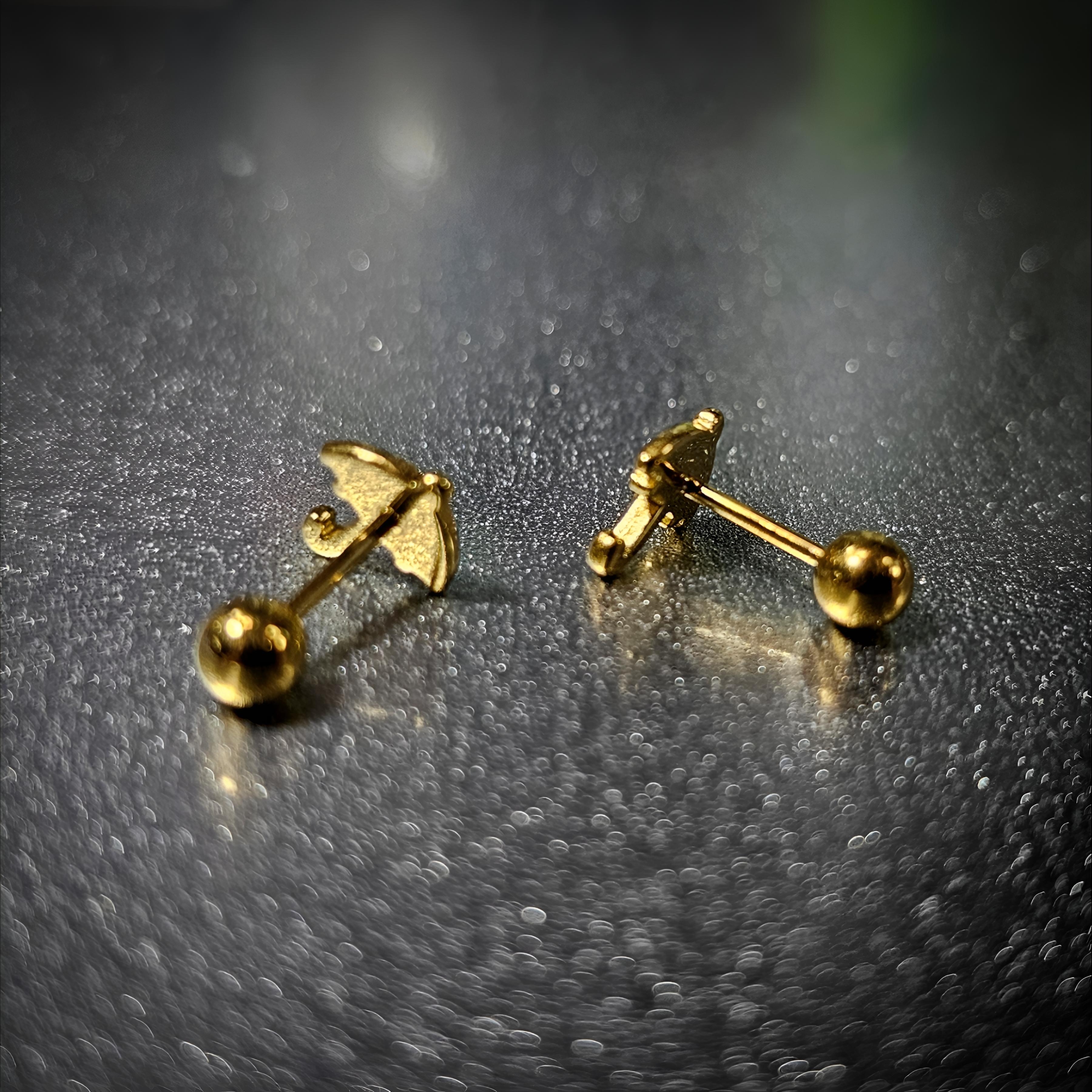 Timeless Umbrella | 恆久之傘 - 真空電鍍金色鋼耳環