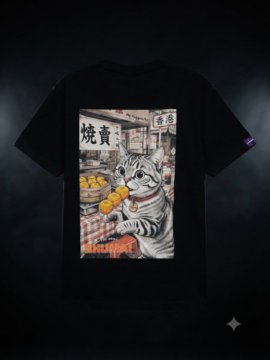 My Hyggeland「燒賣貓咪」 — 300g 重磅純棉落肩短袖 T 恤（男女同款）